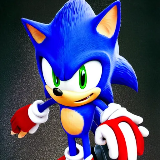 prompthunt: Sonic the hedgehog with a flamethrower, award winning