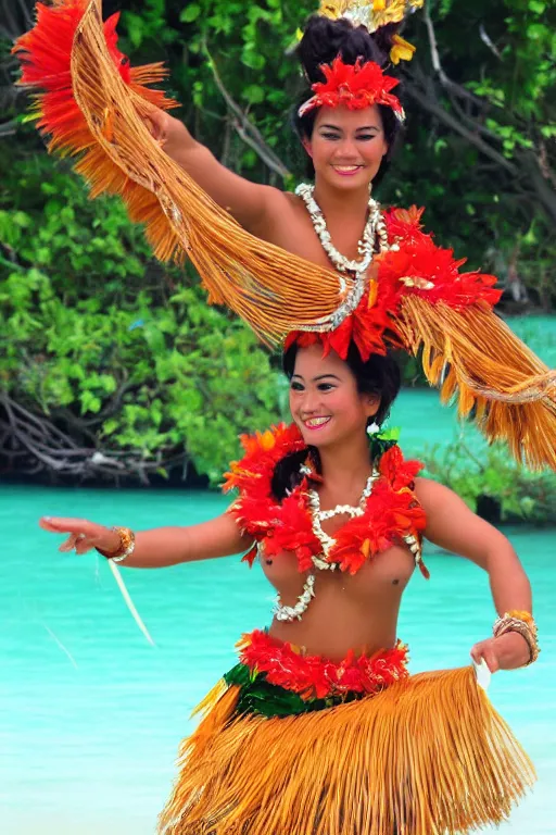 Image similar to tahiti princess hula dancer, beautiful