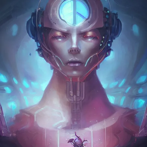 Image similar to portrait of a beautiful cybernetic mage, cyberpunk concept art by pete mohrbacher and seb mckinnon and beksinski and josan gonzales, digital art, highly detailed, intricate, sci-fi, sharp focus, Trending on Artstation HQ, deviantart, unreal engine 5, 4K UHD image