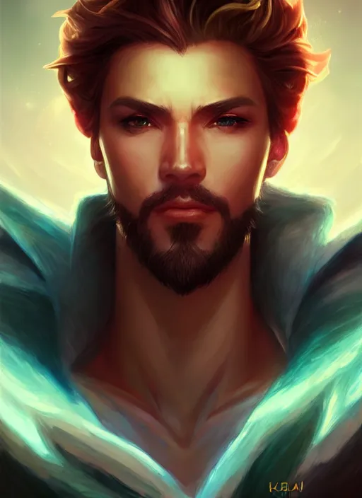 Prompt: handsome lux fortune from league of legends, half body shot, path traced, realistic, highly detailed, high quality, digital painting, hd, alena aenami, lilia alvarado, shinji aramaki, karol bak, alphonse mucha, tom bagshaw