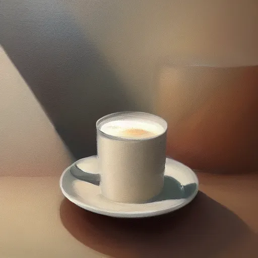 Prompt: chill coffee aesthetic, oil painting, pale colors, high detail, 8 k, wide angle, trending on artstation,