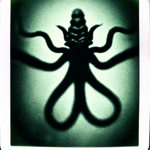 Prompt: nyarlathotep, hyperealistic detailed photography polaroid, 5 0 mm lens, motion blur, grainy image