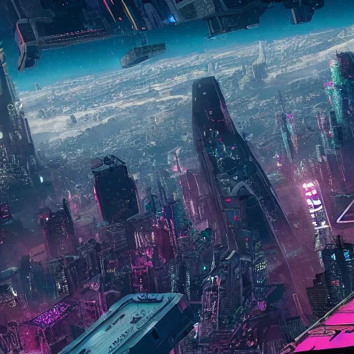 Prompt: asteroid with cyberpunk city on it