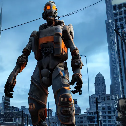 Prompt: cinematic shot of a half-life combine soldier standing in a city, 8k, very intricate, very detailed,