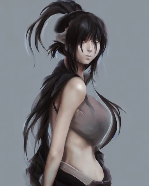 Image similar to Anime girl wearing rick owens, art of 'fan yang' and ‘B.c.N.y.’ and Toni Infante, concept art, digital painting, trending on artstation