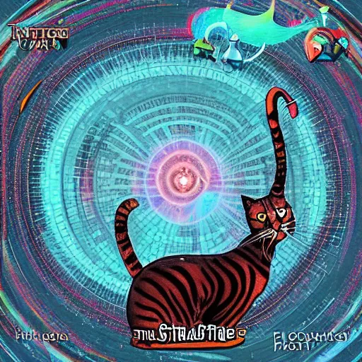 Image similar to strange attractor, but with cats in cyberspace, fantasy