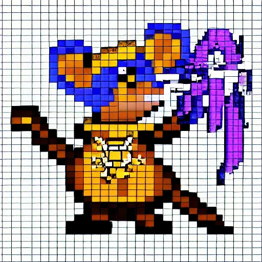 Image similar to pixel art sprite of a mage rat