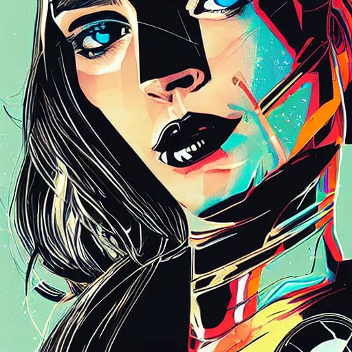 Image similar to portrait of a female android, by DC comics and Sandra Chevrier