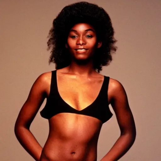 Image similar to photo of a beautiful 1 9 8 7 black young female model