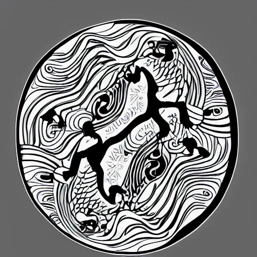 Image similar to monkey and horse, YinYang shaped, super details