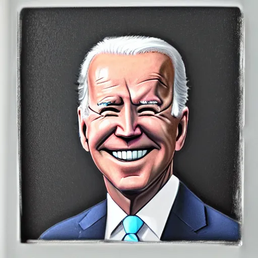 Image similar to A portrait of Joe Biden, Enameling