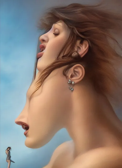 Prompt: portrait of the most beautiful 20-year-old Greece woman by boris Vallejo and Tom Bagshaw, close up, detailed, Sony a7R