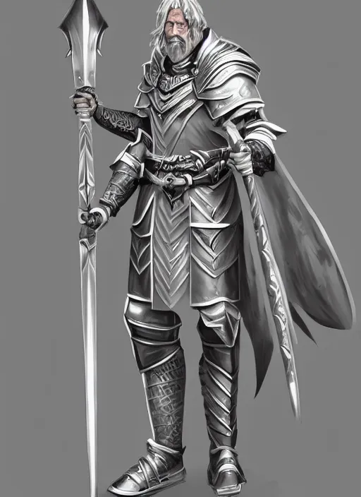 Image similar to warrior character portrait paladin old male hobbi fantasy