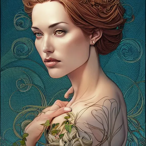 Image similar to a beautiful detailed front view portrait of a woman with ornate growing around, ornamentation, sculpture, elegant, luxury, beautifully lit, artgerm, joshua middleton comic cover art,