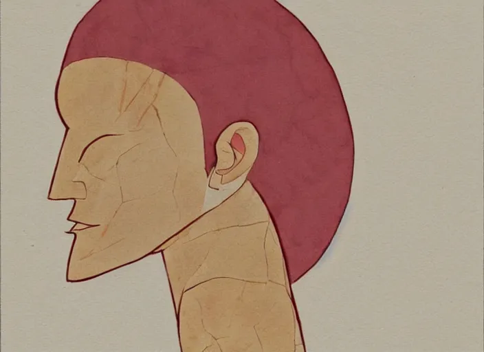 Image similar to naturalistic portrait of a simple warrior, representational earth tones, stunning clarity experimental cut paper mixed media blotchy character shape design by masaaki yuasa, pleasing palette watercolor masterpiece