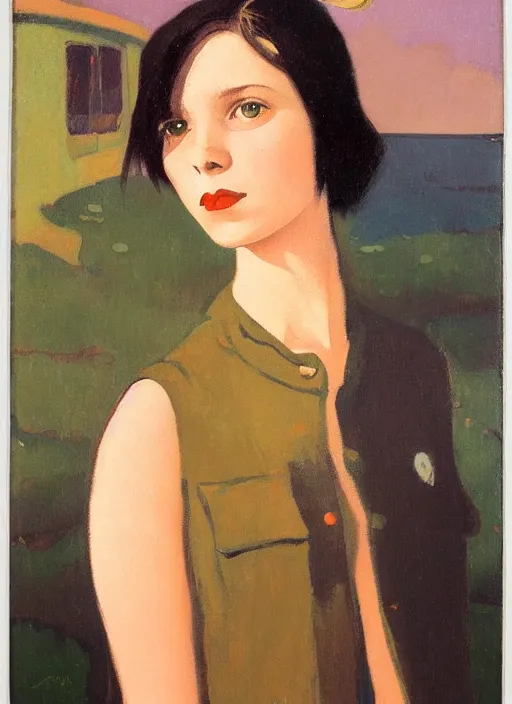 Image similar to a portrait of a pretty sewer punk young lady by agnes lawrence pelton