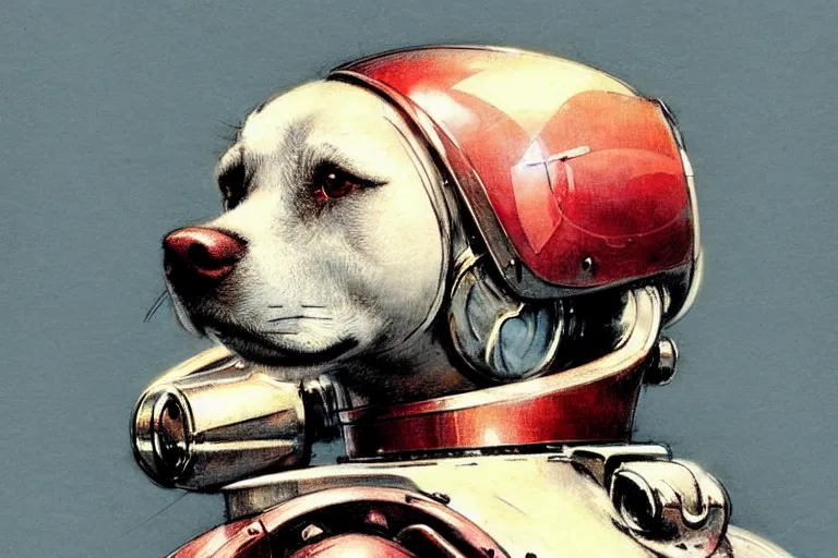 Image similar to adventurer ( ( ( ( ( 1 9 5 0 s retro future robot android dog. muted colors. ) ) ) ) ) by jean baptiste monge!!!!!!!!!!!!!!!!!!!!!!!!! chrome red