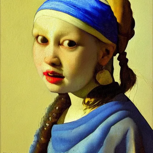 Image similar to high quality high detail painting by johannes vermeer, portrait of a girl in the street, hd, photorealistic lighting