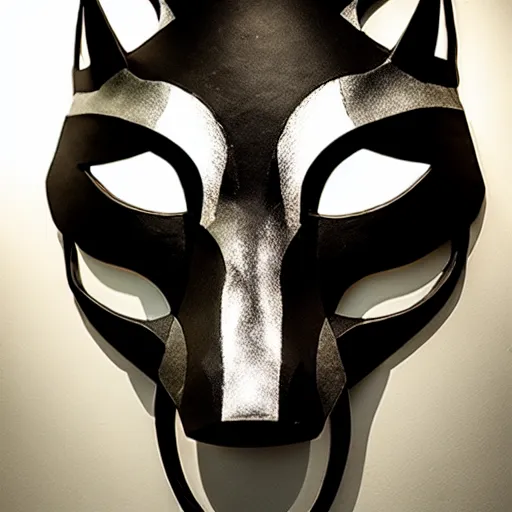Prompt: mask of wolf, studio photo, lighting