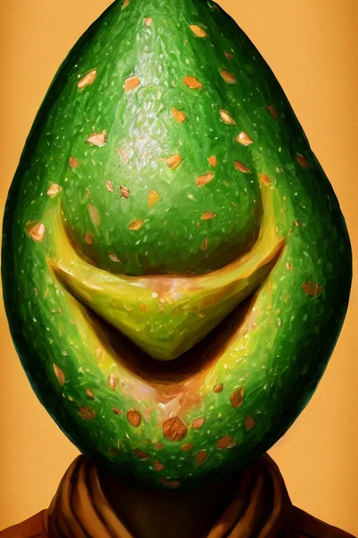 Image similar to avocadoman is a superhero, artgem, digital painting, color painting, hyperrealistic, concept art, oil painting, masterpiece, concept art, trending on deviantart, realistic and detailed face, highly detailed, high quality, 8 k, soft lighting, fancy colors, fantasy, cinematic, high coherence