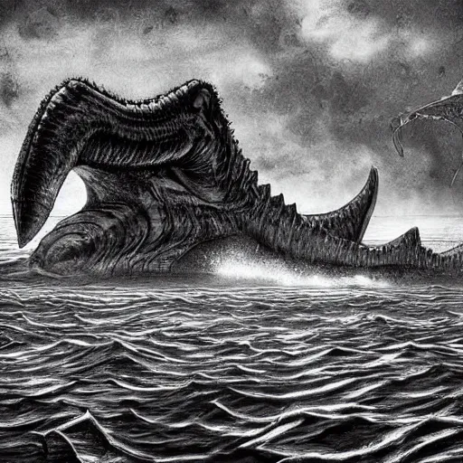 giant sea monster drawing