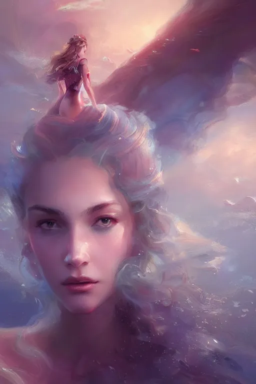 Image similar to Atlantis princess, gorgeous, close-up portrait, intricate, elegant, volumetric lighting, scenery, digital painting, highly detailed, artstation, sharp focus, illustration, concept art, ruan jia, steve mccurry