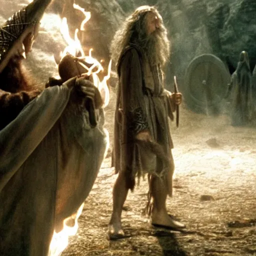 Image similar to shamanic ritual run by gandalf in the movie lord of the rings