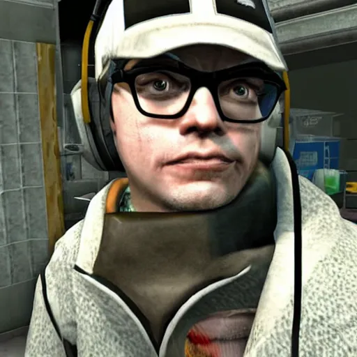 Image similar to Rivers Cuomo as a character in Half-Life 2 (2004)