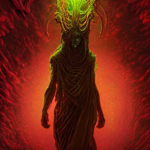 Image similar to photorealistic inhuman alien demon in the style of michael whelan and gustave dore. hyperdetailed photorealism, 1 0 8 megapixels, amazing depth, glowing rich colors, powerful imagery, psychedelic overtones, 3 d finalrender, 3 d shading, cinematic lighting, artstation concept art