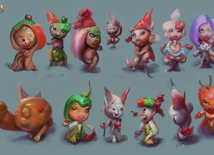 Prompt: concept art of cute candy characters, oil painting by Jama Jurabaev, extremely detailed, brush hard, artstation, for AAA game, high quality