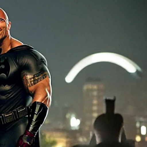 Image similar to Dwayne Johnson as Spiderbatman , an film still