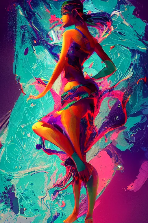 Prompt: epic 3 d abstract 🇵🇷 cpu hacker, spinning hands and feet, 2 0 mm, plum and teal peanut butter melting smoothly into asymmetrical 🍬 and 🌱, liquid, beautiful code, ancient inscriptions, houdini sidefx, trending on artstation, by jeremy mann, ilya kuvshinov, jamie hewlett and ayami kojima