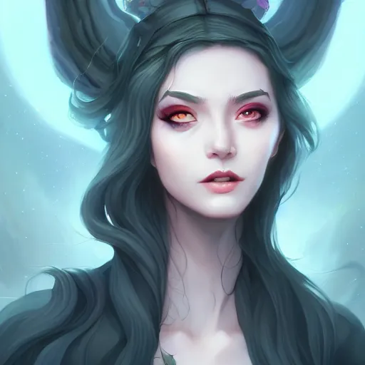 Image similar to a portrait of a beautiful wiccan, art by lois van baarle and loish and ross tran and rossdraws and sam yang and samdoesarts and artgerm, digital art, highly detailed, intricate, sharp focus, Trending on Artstation HQ, deviantart, unreal engine 5, 4K UHD image