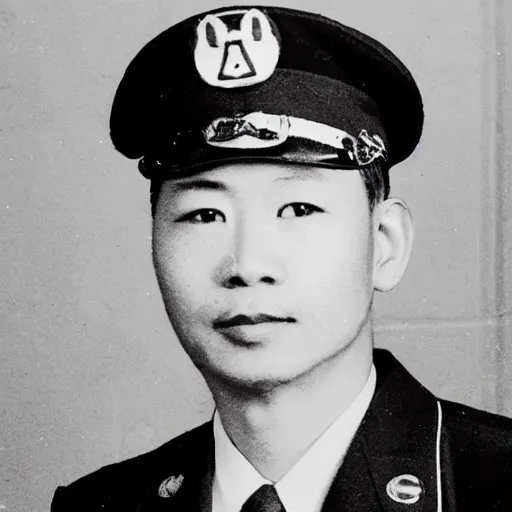 Image similar to portrait photo of yoshi, famous war criminal, wearing uniform, military