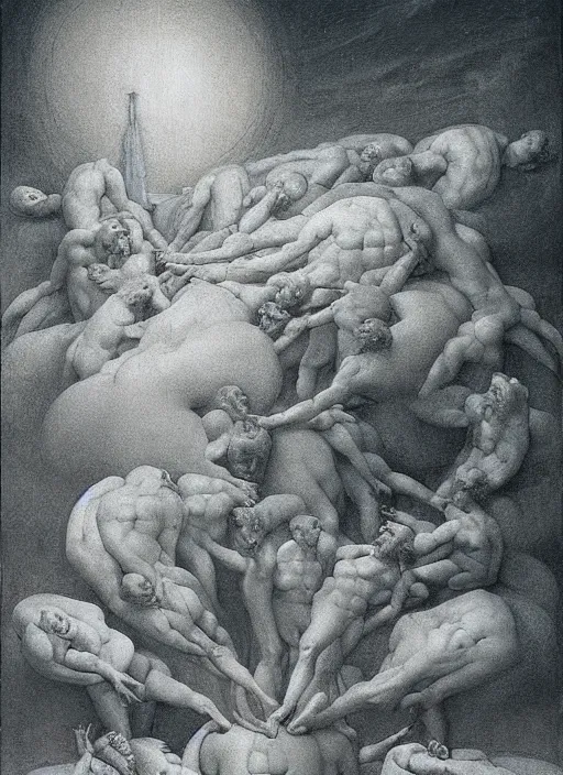 Image similar to the nine spheres of heaven from dante's divine comedy. highly detailed painting by zdzisław beksinski and henry fuseli. 8 k