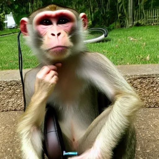 Prompt: monkey with headphones