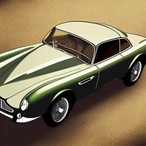 Image similar to illustration of a vintage aston martin