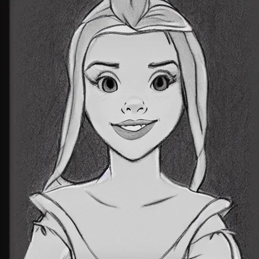 Image similar to milt kahl pencil sketch of chloe grace moretz as snow white