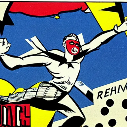 Prompt: world war 2 comic panel by roy lichtenstein, pop art,