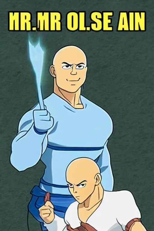 Image similar to mr clean as the avatar, avatar the last airbender