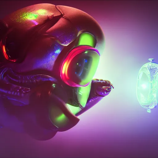 Image similar to 3 d render, octane of the omnitrix with a hologram of an alien, dynamic lighting, photorealistic fantasy concept art, trending on art station, stunning visuals, creative, cinematic, ultra detailed