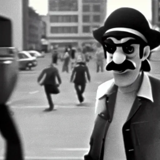 Prompt: A film still from a gritty 1970s Martin Scorcese movie about Waluigi. Realism. 4k. 8mm. Grainy. Panavision.