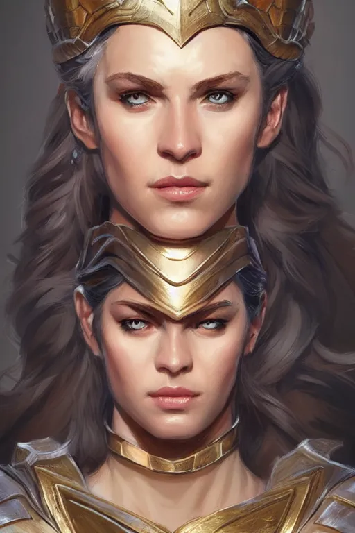 Image similar to amazon valkyrie athena, d & d, fantasy, portrait, highly detailed, headshot, digital painting, trending on artstation, concept art, sharp focus, illustration, art by artgerm and greg rutkowski and magali villeneuve