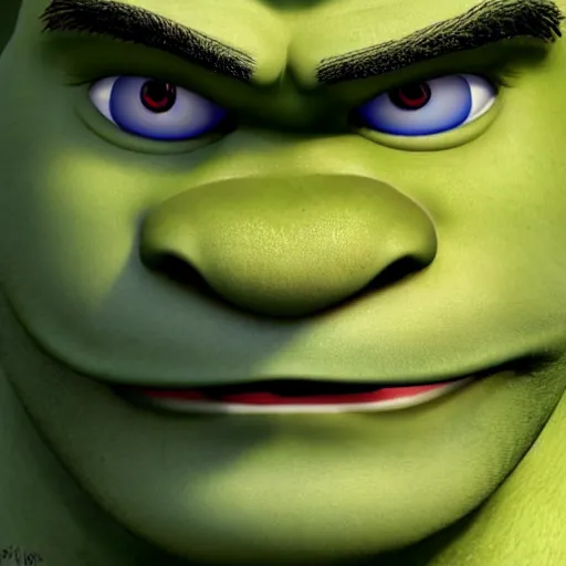 Image similar to shrek but blue, full hd, high resolution, very detailed, portrait, 8 k