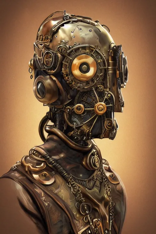 Image similar to steampunk helmet fantasy art mask robot ninja stylized digital illustration sharp focus, elegant intricate digital painting artstation concept art global illumination ray tracing advanced technology chaykin howard and campionpascale and cooke darwyn and davis jack