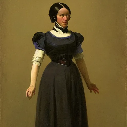 Image similar to a portrait of a female android by george caleb bingham