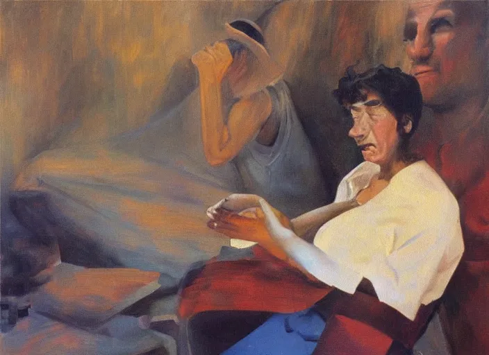 Image similar to la llamada, oil on masonite by remidios varo ( 1 9 6 1 )