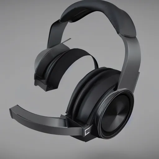 Image similar to single headphones, futuristic, techno, cyberpunk, product design, 3 d render ; industrial design ; behance ; le manoosh ; pinterest ; if design award ; reddot design award