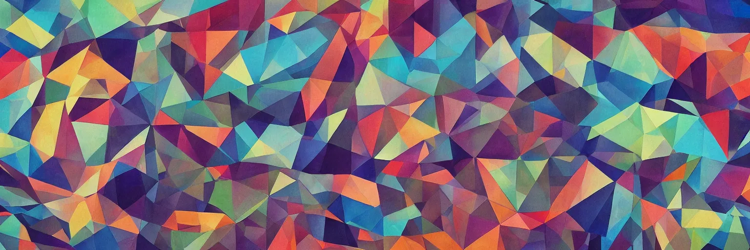 Image similar to landscape scenery, Mural, Hyperprism, Geometric, Polygonal