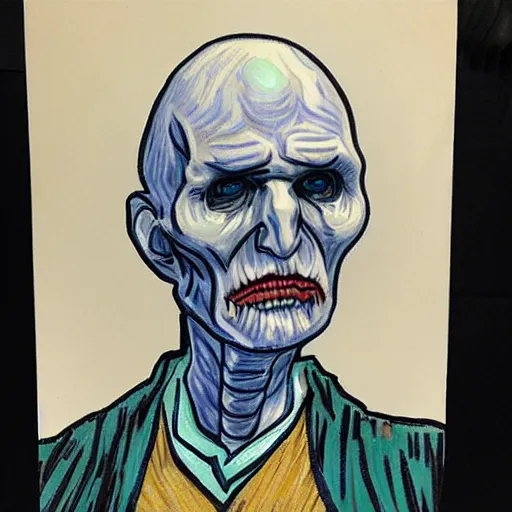 Image similar to Voldemort drawn by Vincent van Gogh